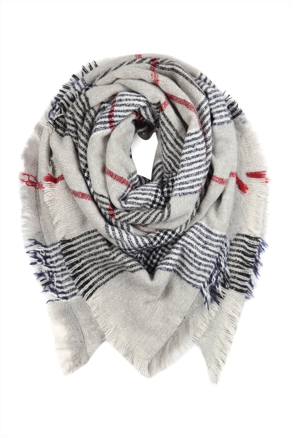 Hdf2914 - Multi Color Blanket Fringed Scarf