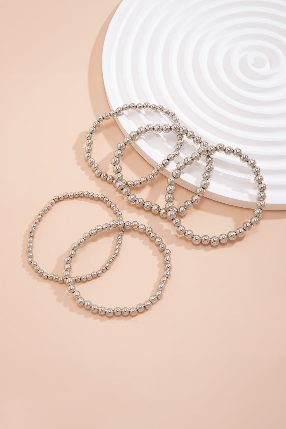 Silvery 5pcs/set Beaded Bracelet Set