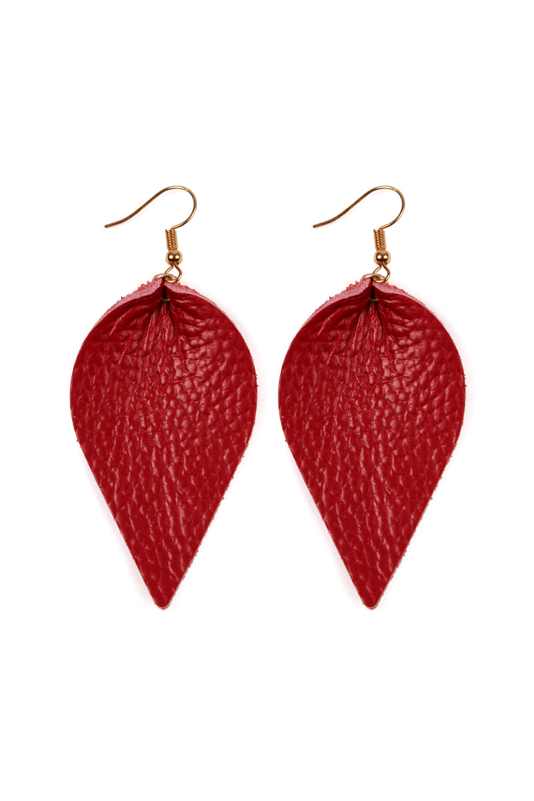 Teardrop Shape Pinched Leather Earrings