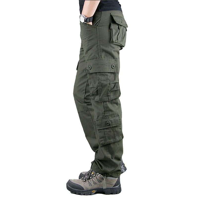 Outdoor men's multi pocket work pants, sturdy and wear-resistant cotton casual work clothes