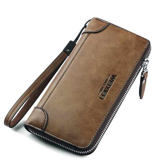 Men Wallets pu Leather Long Clutch Zipper Wallets for Business Men