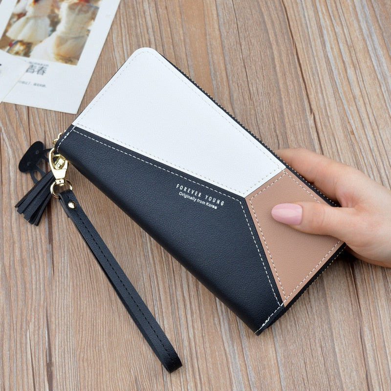 Leather Wallets Women Long Zipper