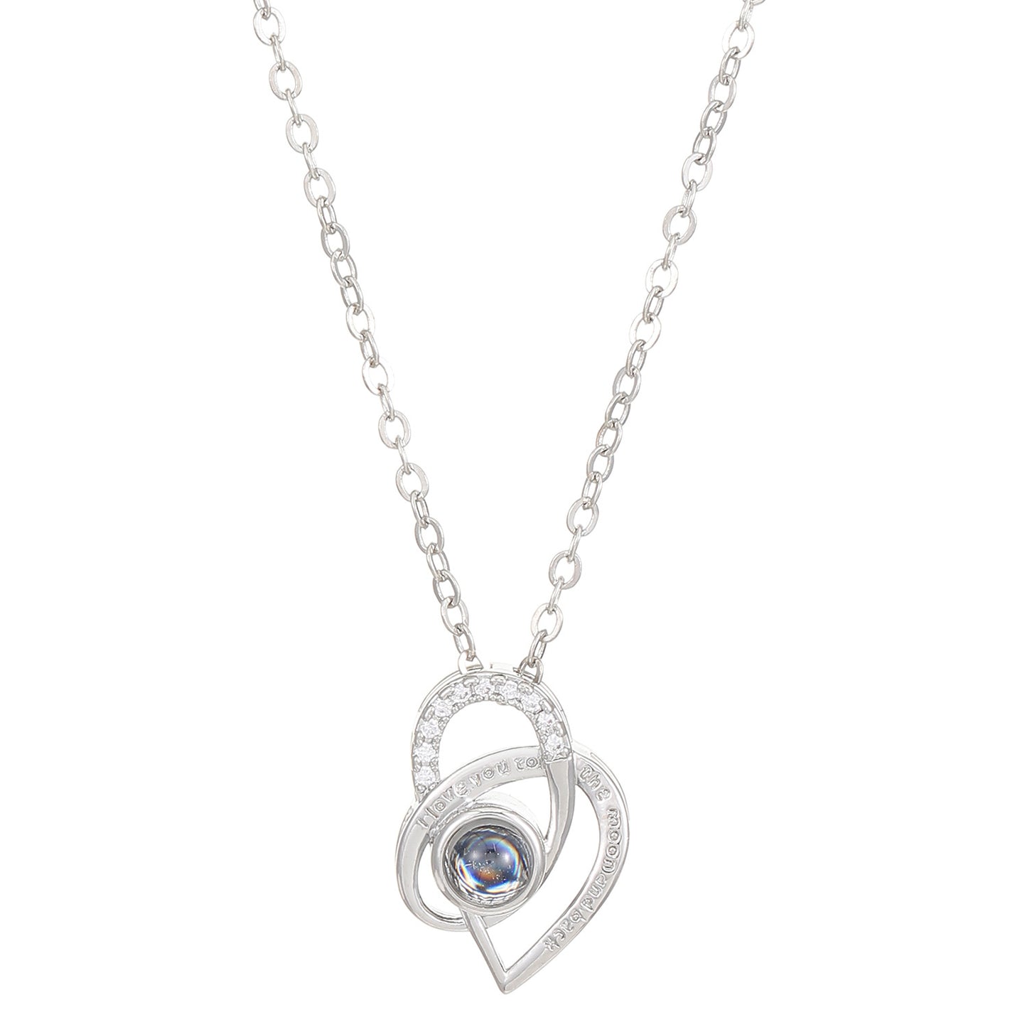 Diamond studded heart-shaped projection necklace