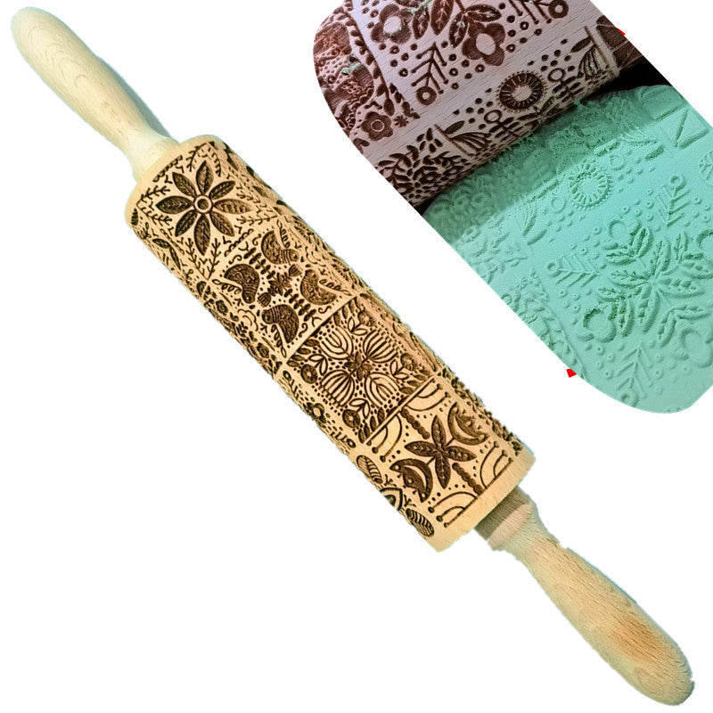 Wooden Christmas Flip Sugar Cookie Rolling Pin