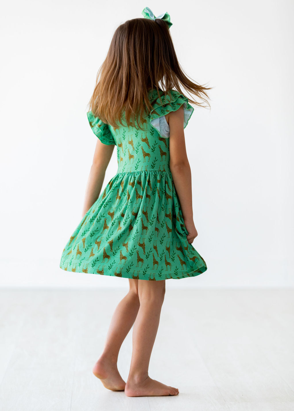 Flutter Sleeve Twirl Dress - Giraffes