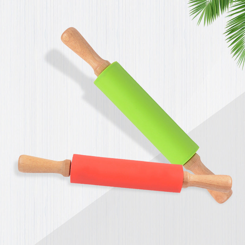 Wooden Handle Silicone Rolling Pin