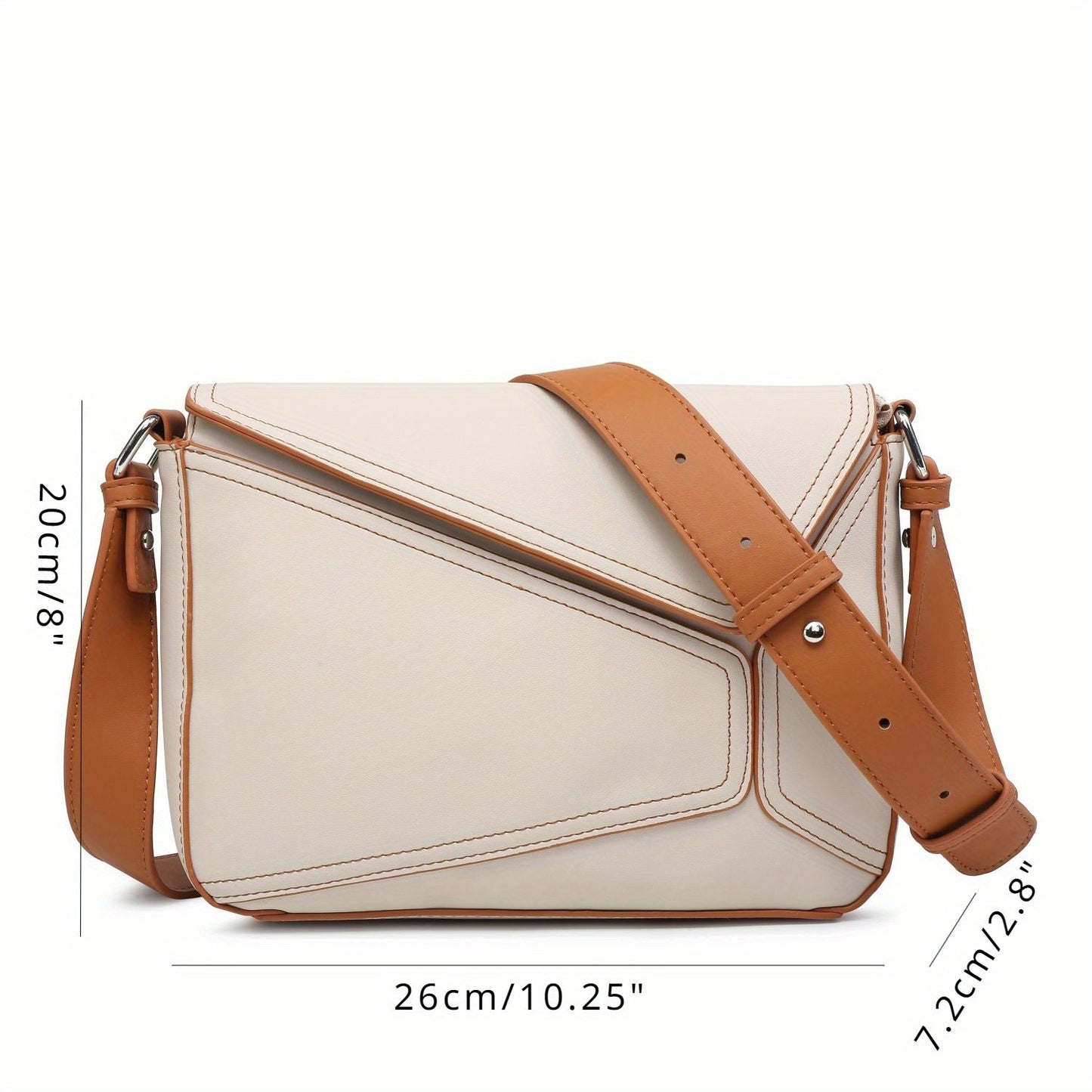 Crossbody Bag With Square Purse and Geometrical Patchwork