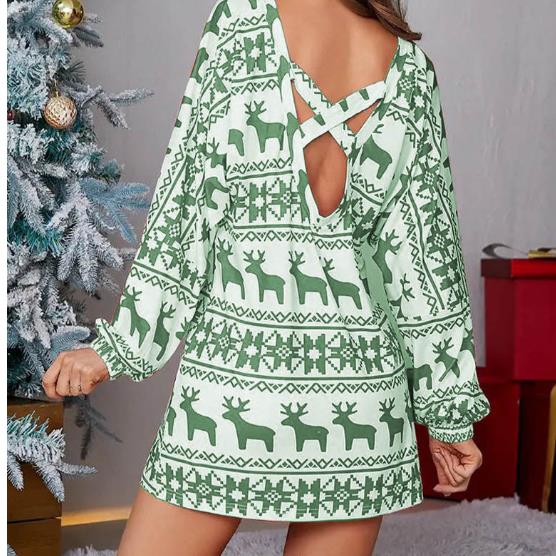 Women's Christmas  Long Sleeve Casual Dress