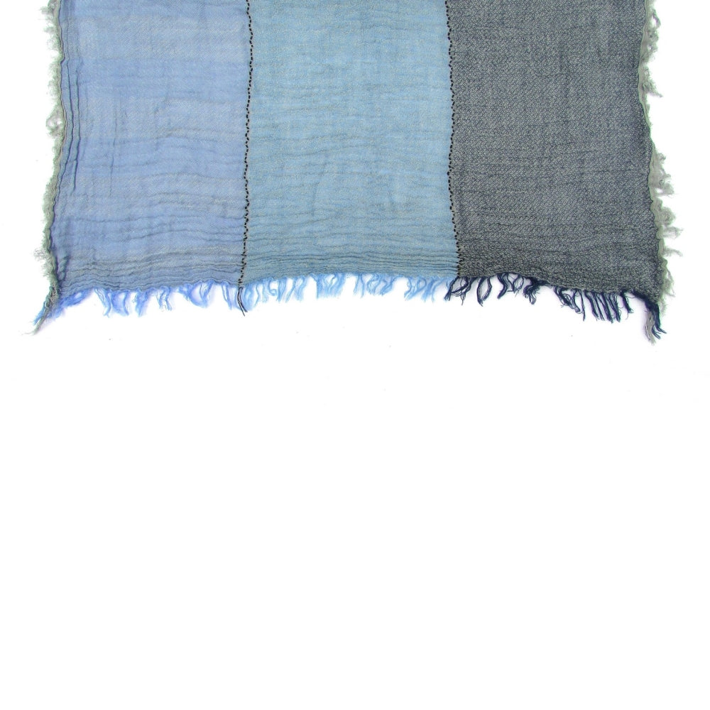 Turkish Cotton Blend Fringed Hobo Scarf Blue Degraded