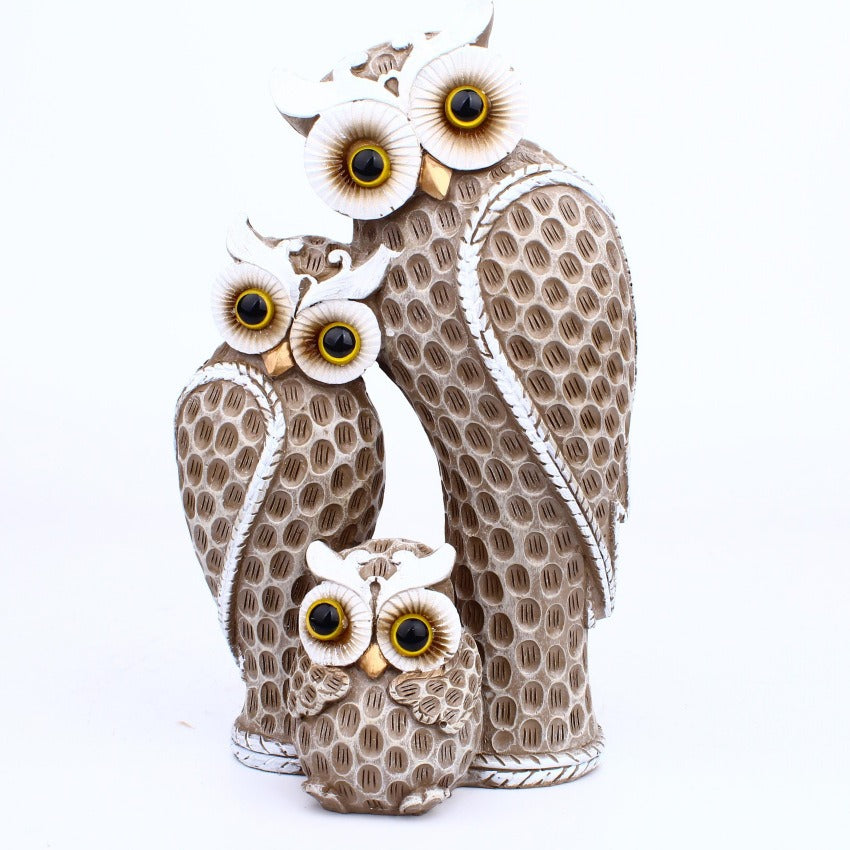 Modern minimalist three family owl animal light luxury decorations