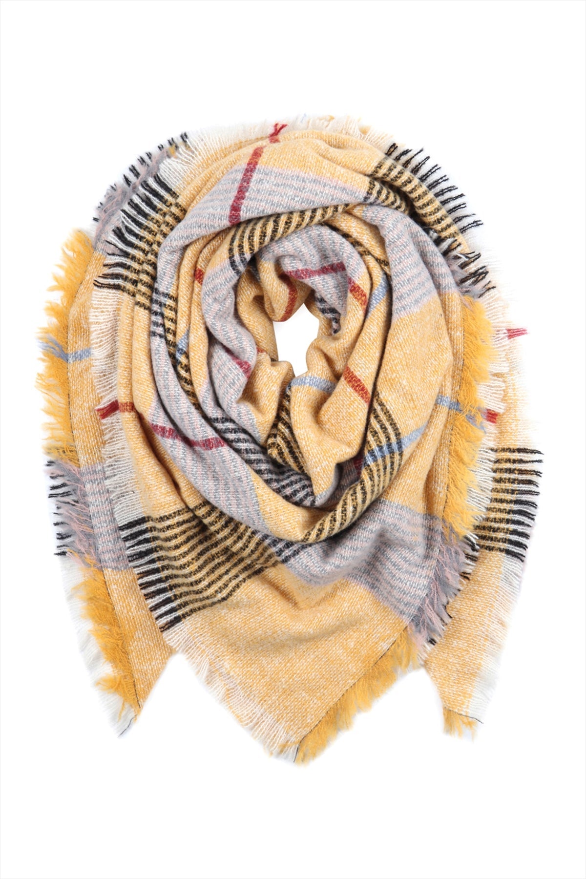 Hdf2914 - Multi Color Blanket Fringed Scarf