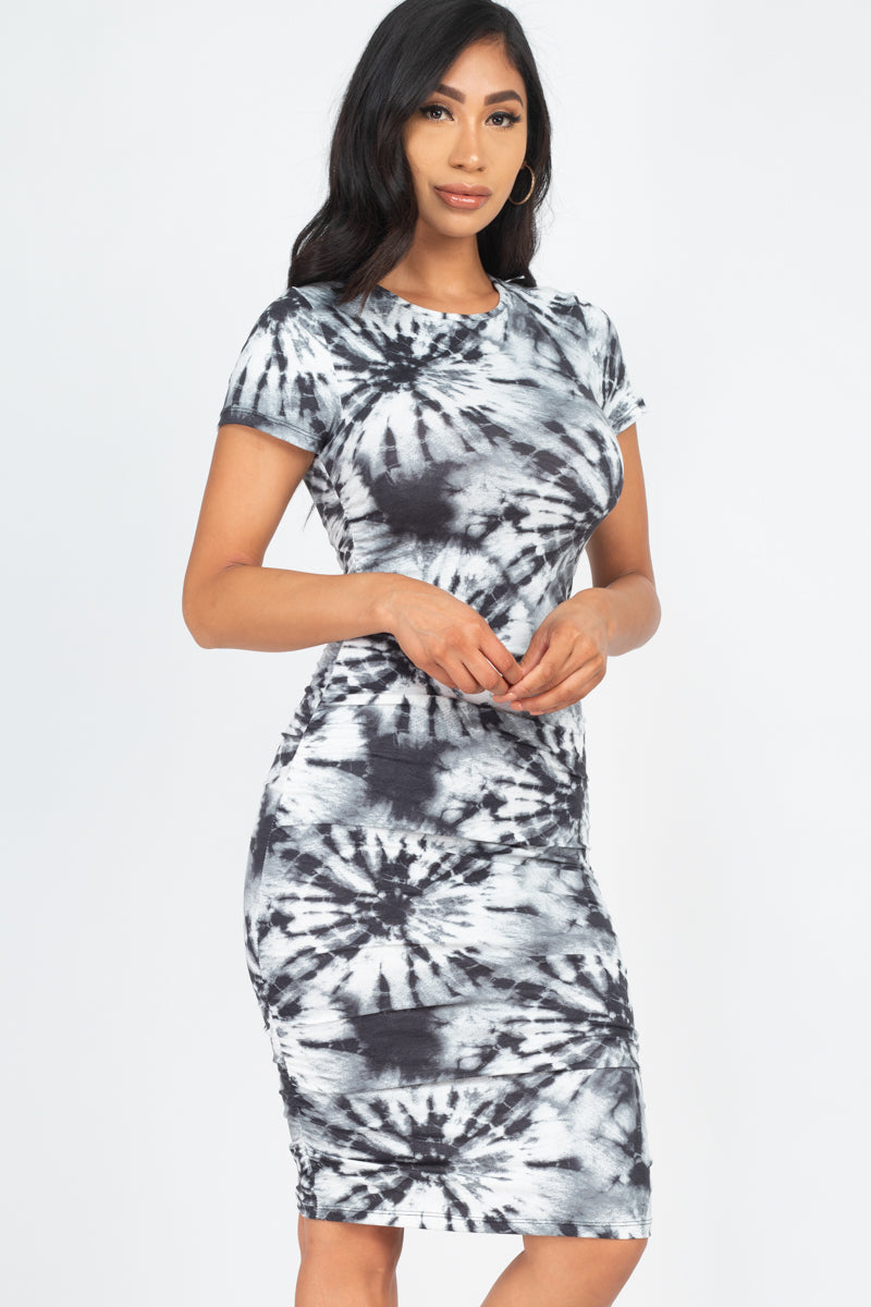 Tie-Dye Ruched Bodycon Dress (CAPELLA)