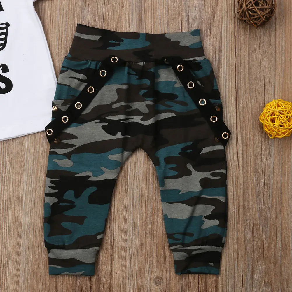 Set Kids Boys Cute Short Sleeve T-Shirt Top+Pants Outfits Clothing Set