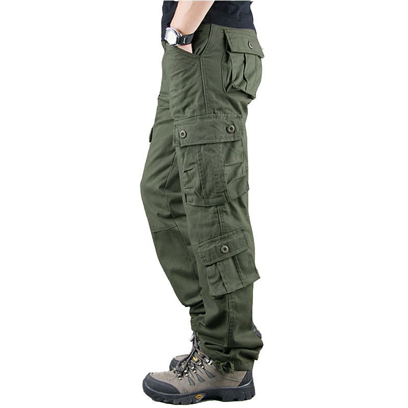 Outdoor men's multi pocket work pants, sturdy and wear-resistant cotton casual work clothes