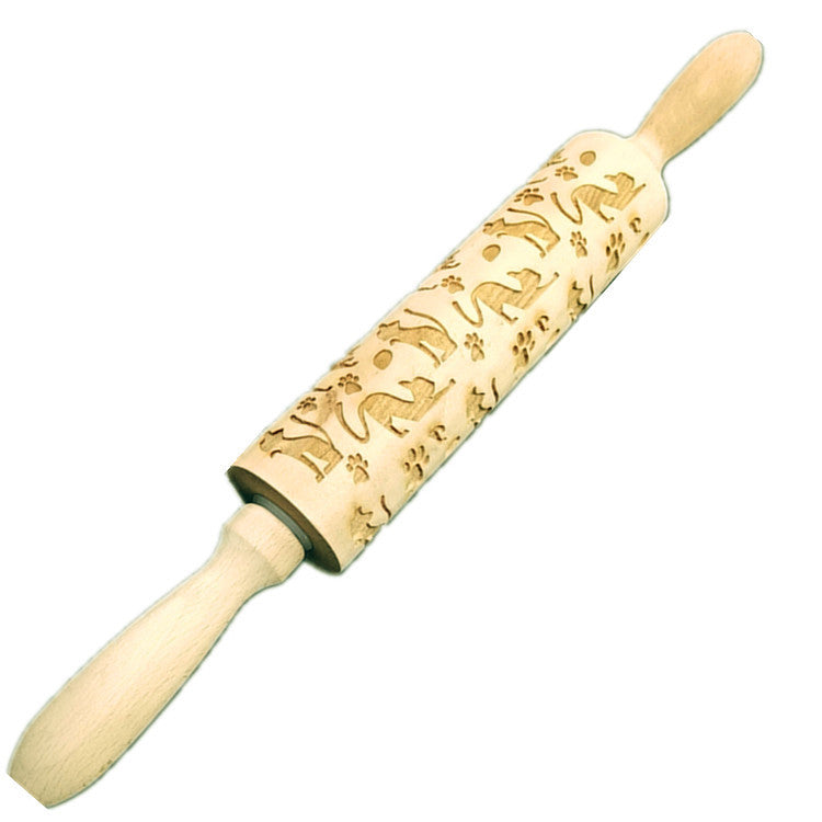 Wooden Rolling Pin Beechwood Engraved Printed Rolling Pin \ Cookie Rolling Pin