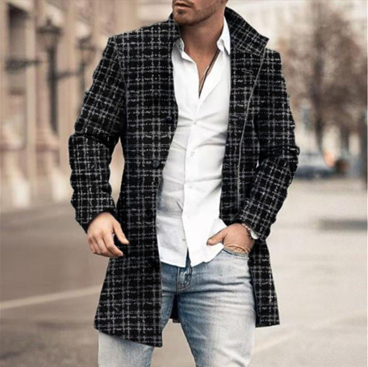 Fashionable woolen printed men's coat jacket