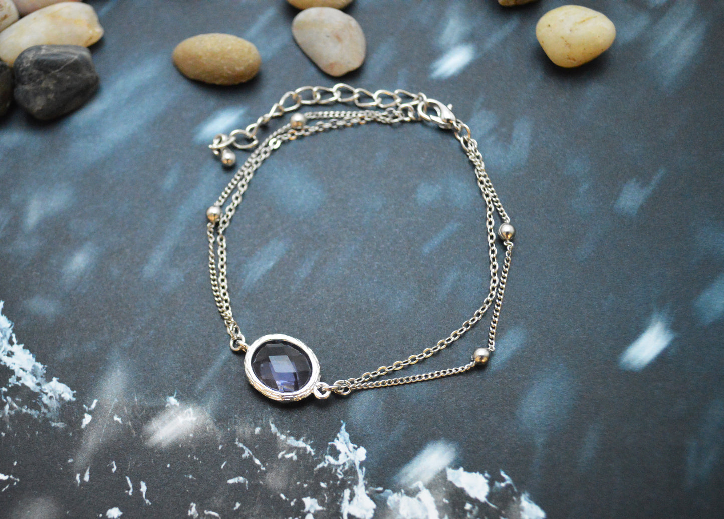 White Gold Double Layered Tanzanite Bracelet