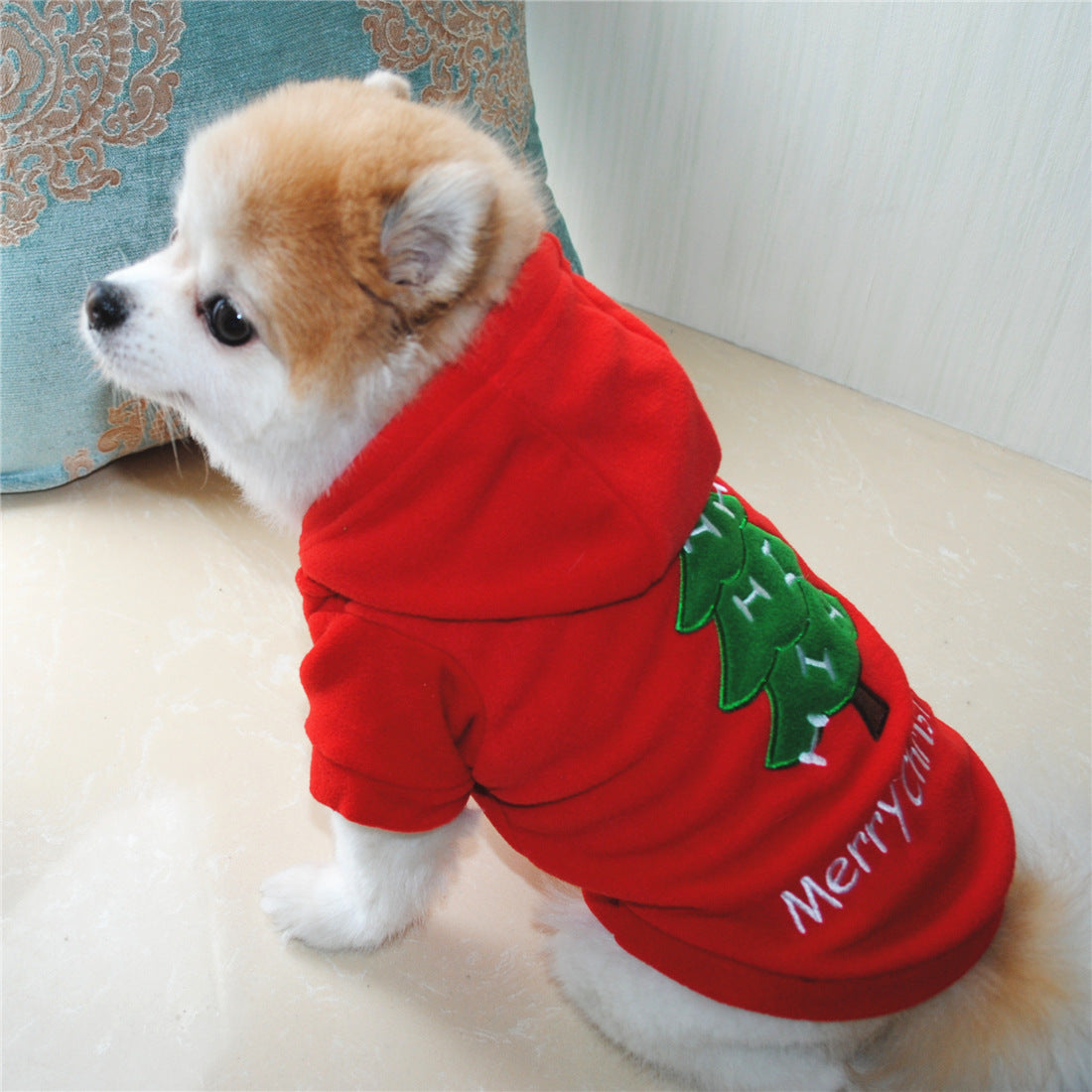 Pet Puppy Christmas Style Thick Hooded Fluffy Jacket