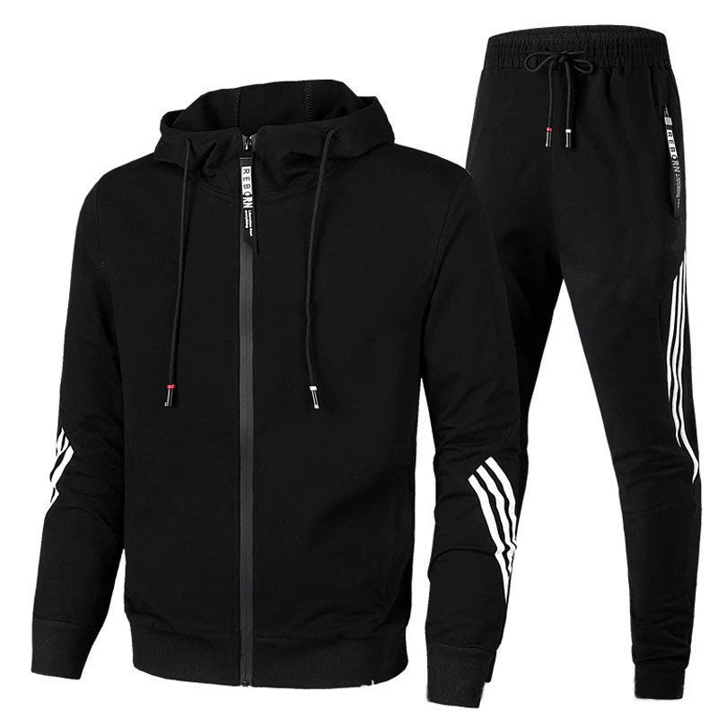 Fashion sports suit hooded zipper casual set