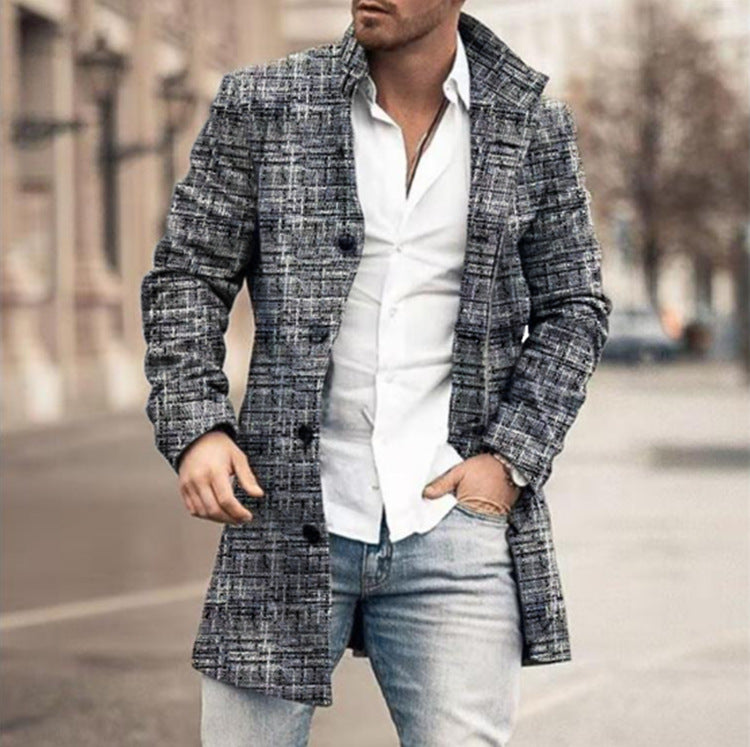 Fashionable woolen printed men's coat jacket