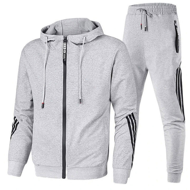 Fashion sports suit hooded zipper casual set