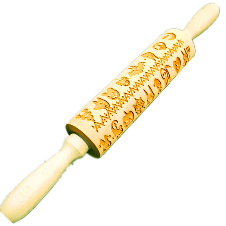 Wooden Christmas Flip Sugar Cookie Rolling Pin