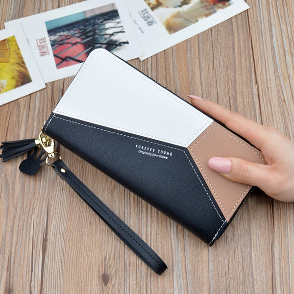 Leather Wallets Women Long Zipper