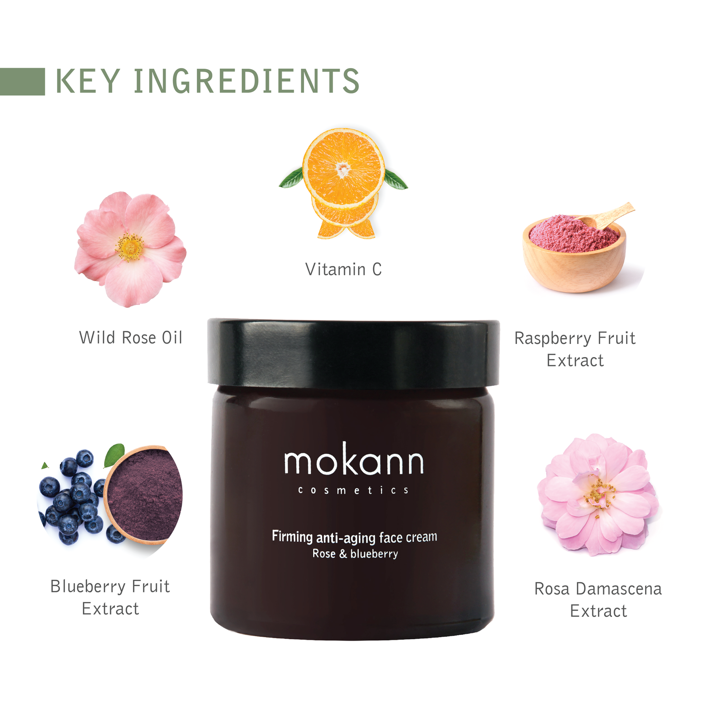 Firming Anti-Aging Face Cream Rose and Blueberry. Deeply Nourish