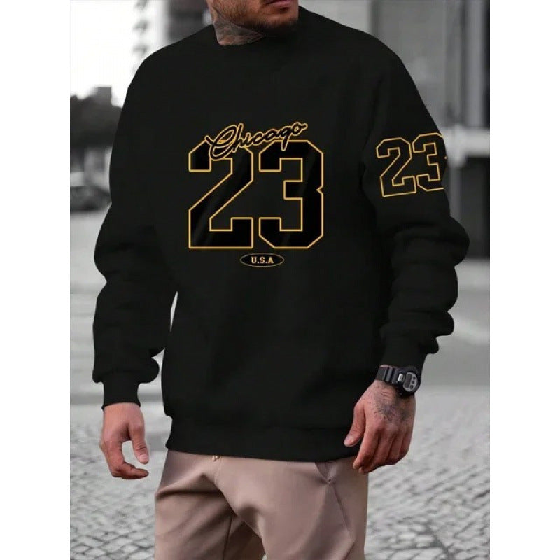 Men's  sweatshirt with fashionable lettering and casual sports top