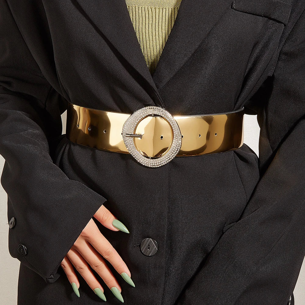 Ladies Fashion Gold Belt Dress Shirt