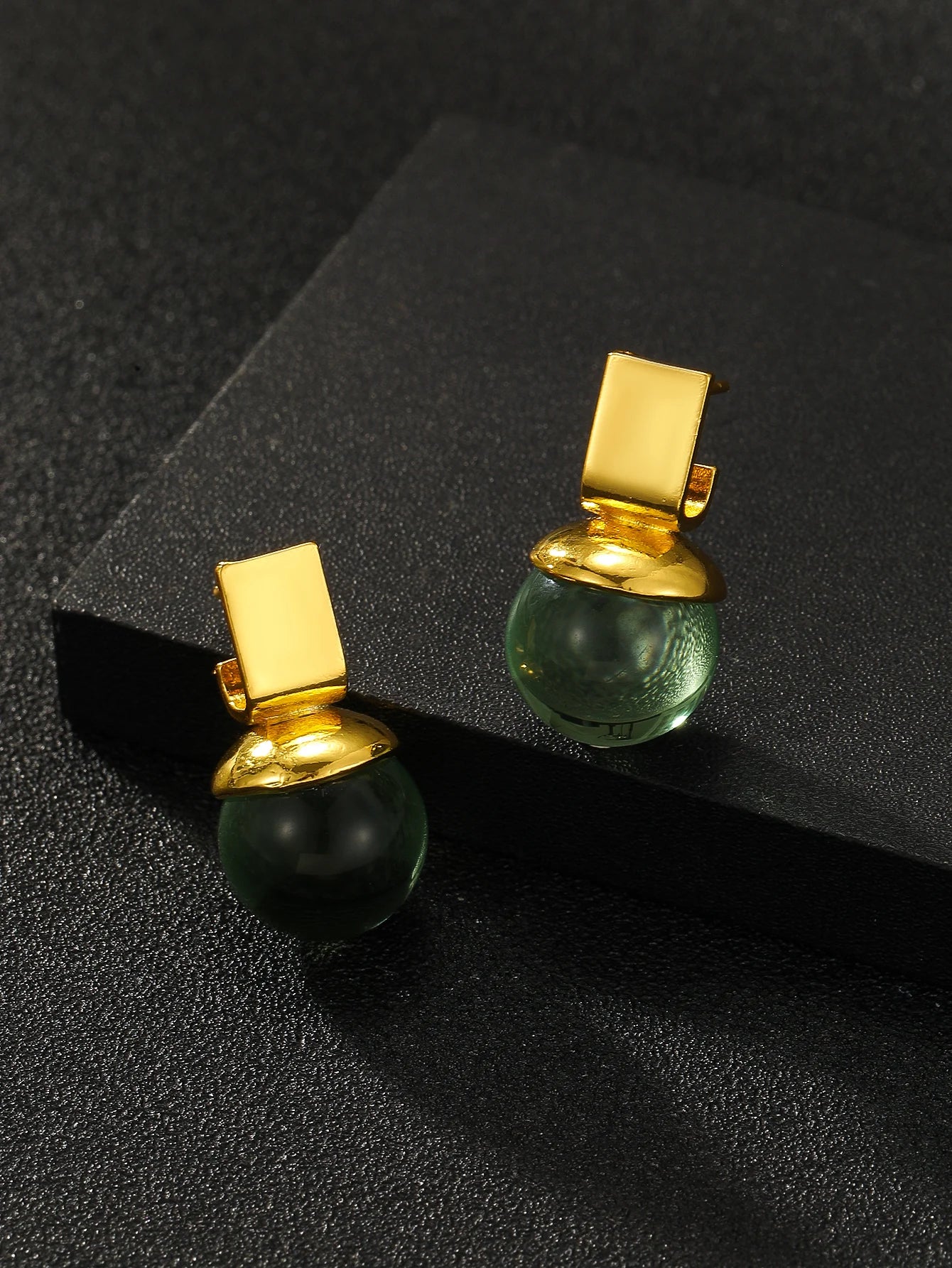 Vintage Green Crystal Round Dangle Earrings For Women