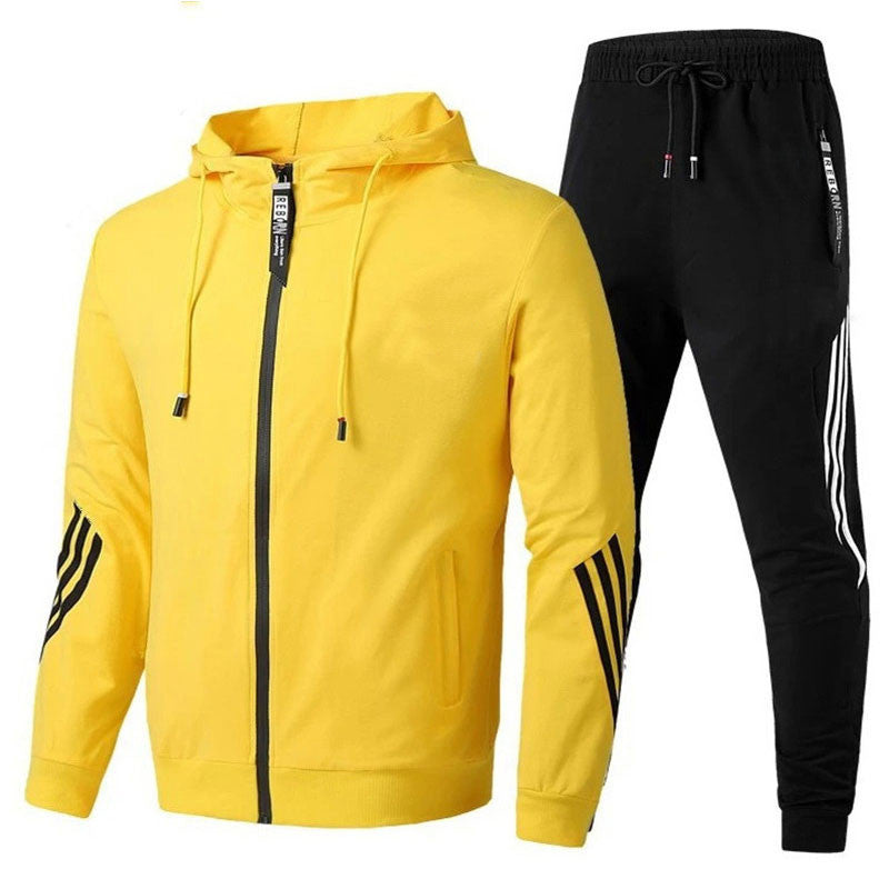 Fashion sports suit hooded zipper casual set