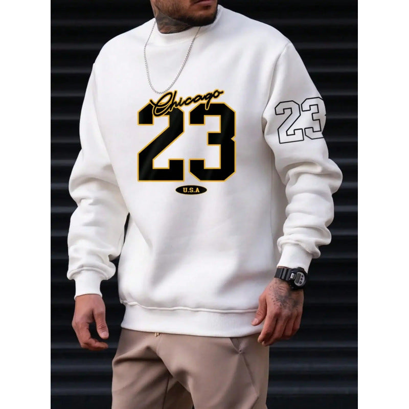 Men's  sweatshirt with fashionable lettering and casual sports top