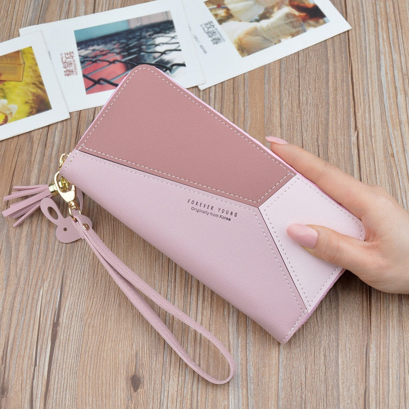 Leather Wallets Women Long Zipper