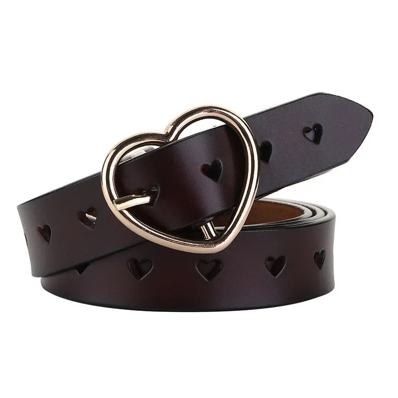 Genuine Leather Heart-shaped Cowskin Women Belts