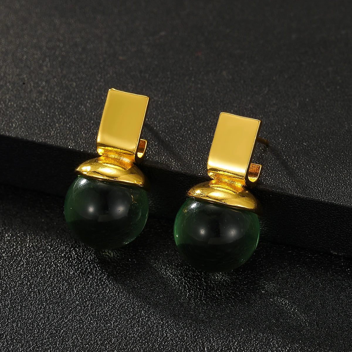 Vintage Green Crystal Round Dangle Earrings For Women