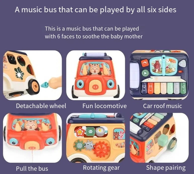 Multi sided game music bus baby early education puzzle