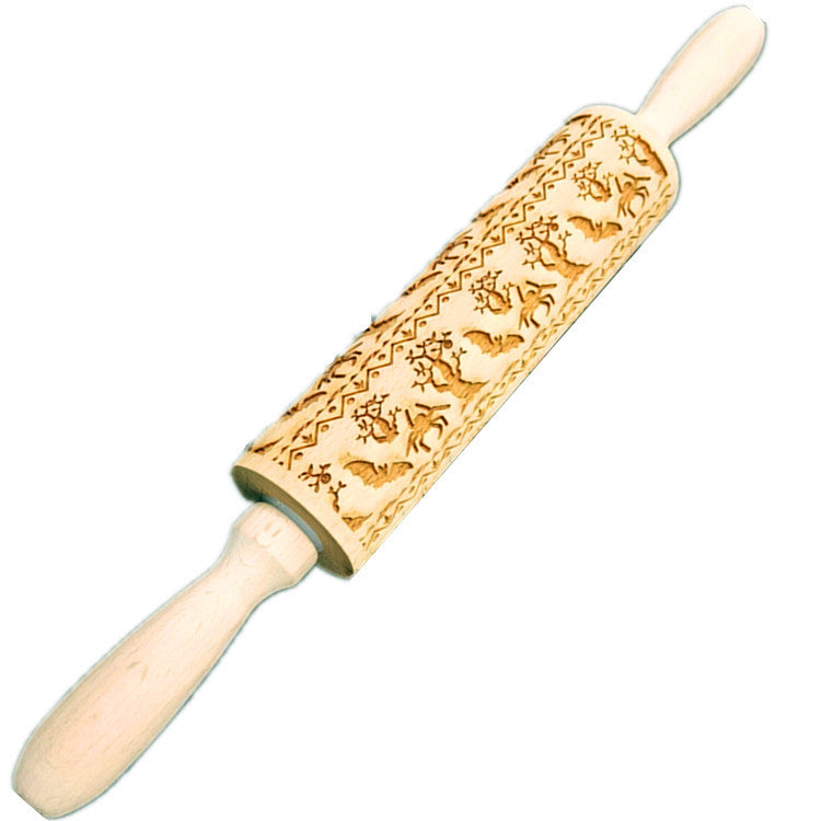 Wooden Christmas Flip Sugar Cookie Rolling Pin