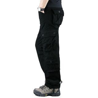 Outdoor men's multi pocket work pants, sturdy and wear-resistant cotton casual work clothes