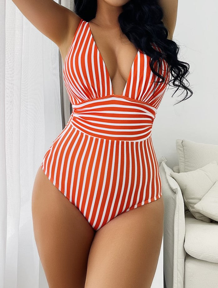 Jumpsuit sexy striped swimsuit women's European and American bikini