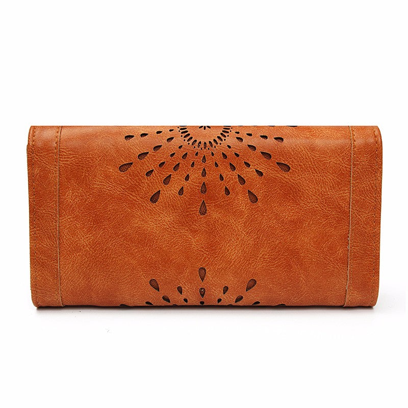 Hollow Out Pattern Retro Wallet Female Purse PU Leather