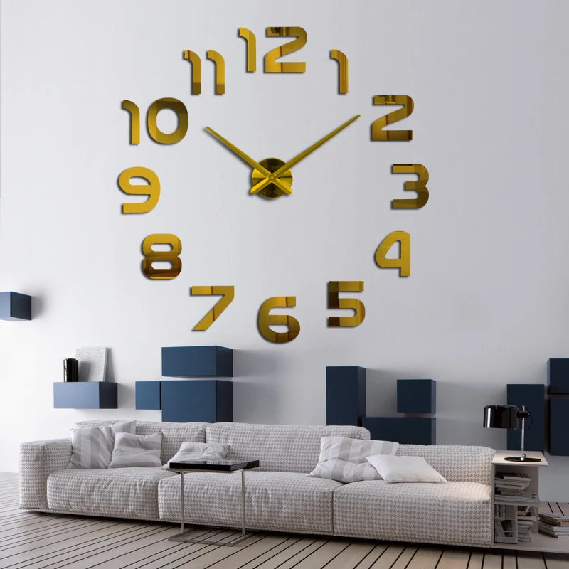 Wall Clock Watch Clocks Horloge 3d Diy Acrylic Mirror Stickers