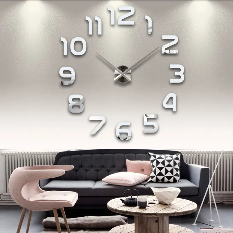 Wall Clock Watch Clocks Horloge 3d Diy Acrylic Mirror Stickers