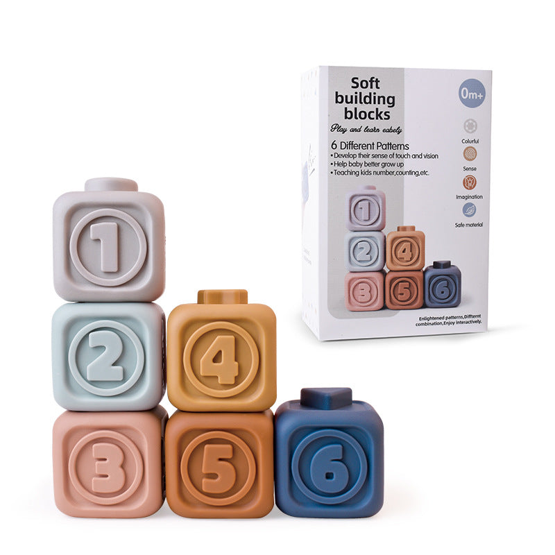 Soft rubber Square rainbow ring six-layer Jenga