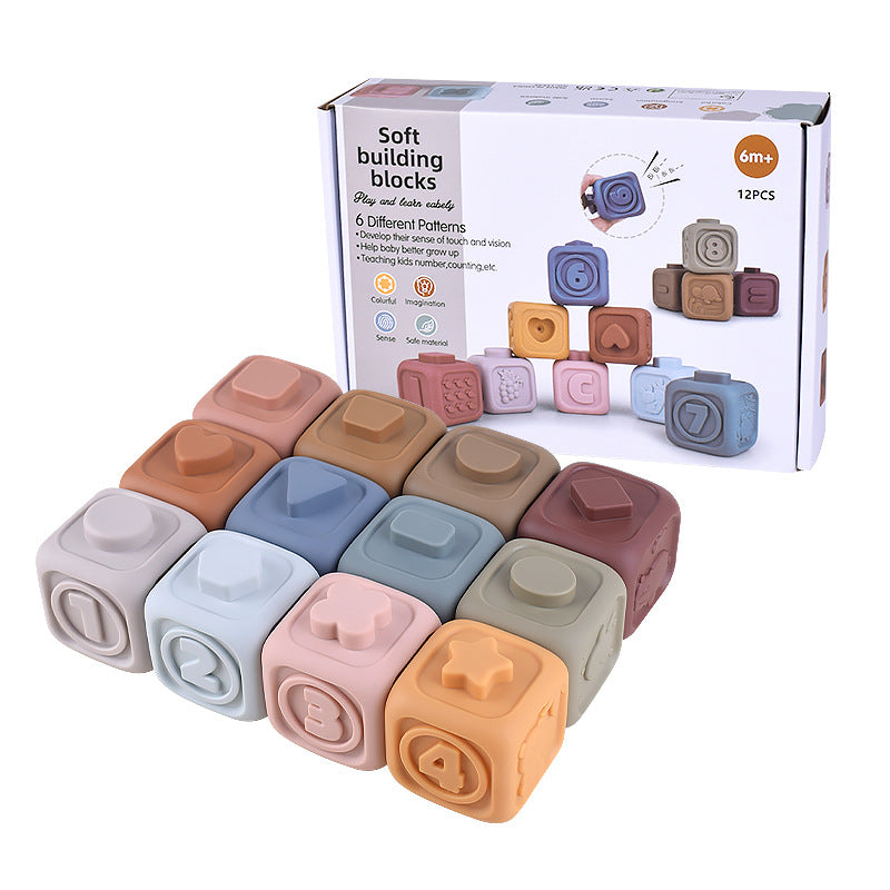 Soft rubber Square rainbow ring six-layer Jenga