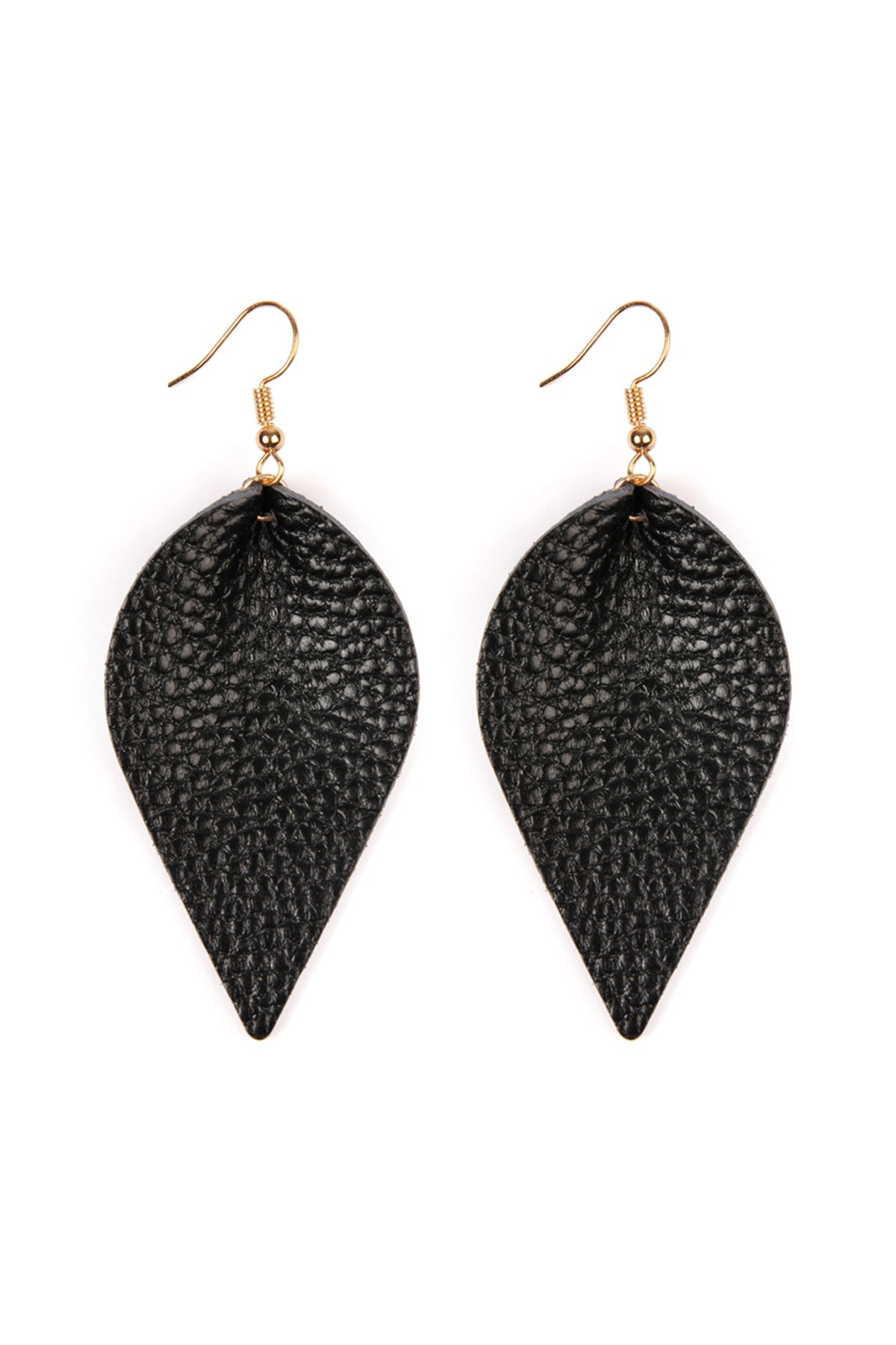 Teardrop Shape Pinched Leather Earrings