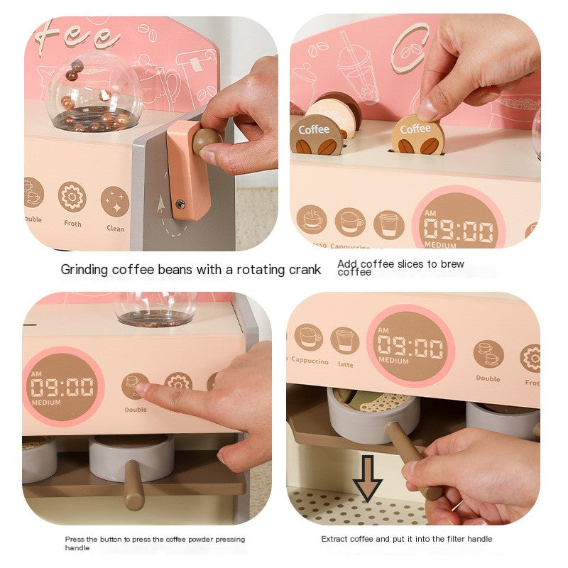 Wooden multi-function simulation coffee machine afternoon tea toys