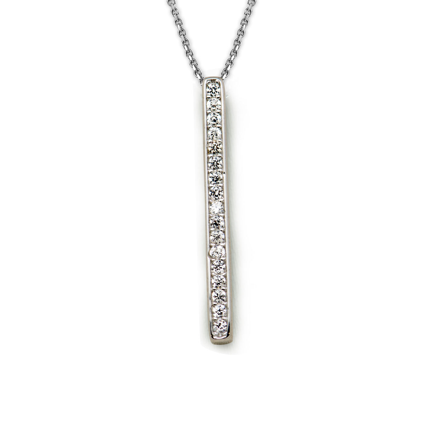 White Rose Square Cube 925 Sterling Silver White CZ Necklace