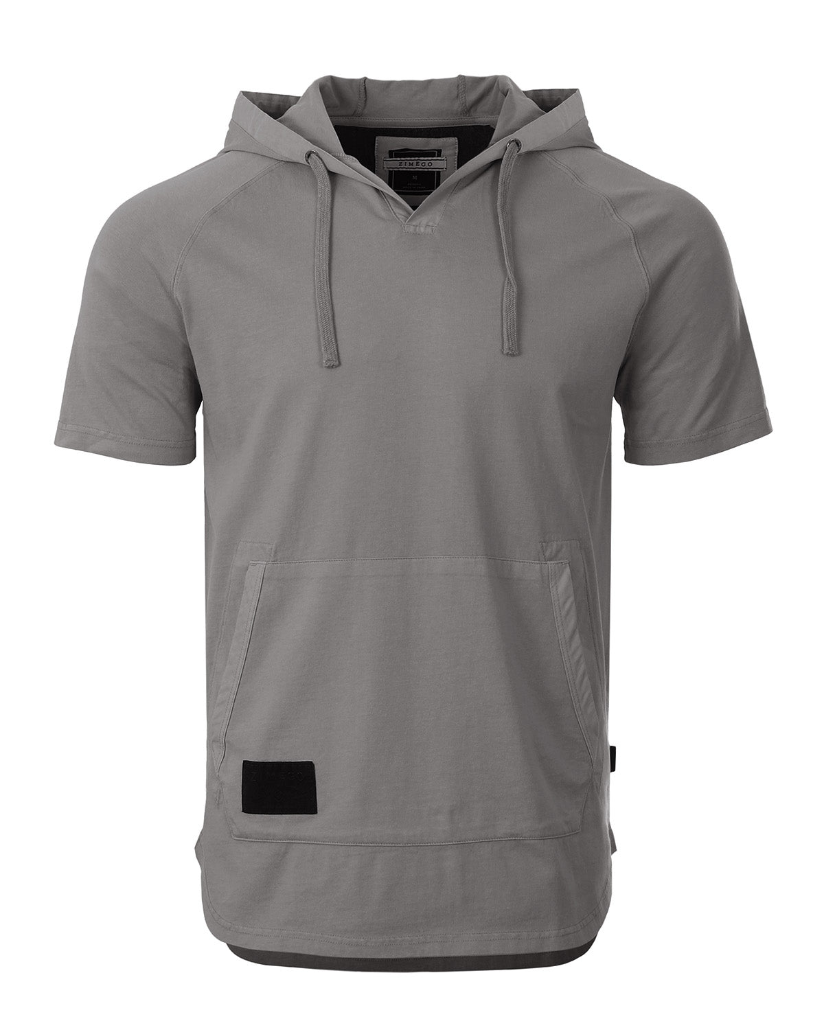 ZIMEGO Pigment Dyed Hooded Shirt Short Sleeve  v Neck Raglan Henley Style Hoodie