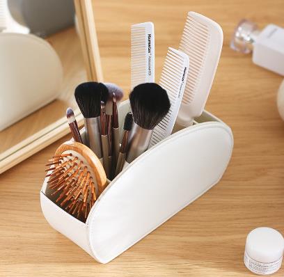 5 Grid Luxurious Pu Leather Organizer Remote Control Phone And TV Holder Desk Storage Box Cosmetics Brush Home Storage Holder